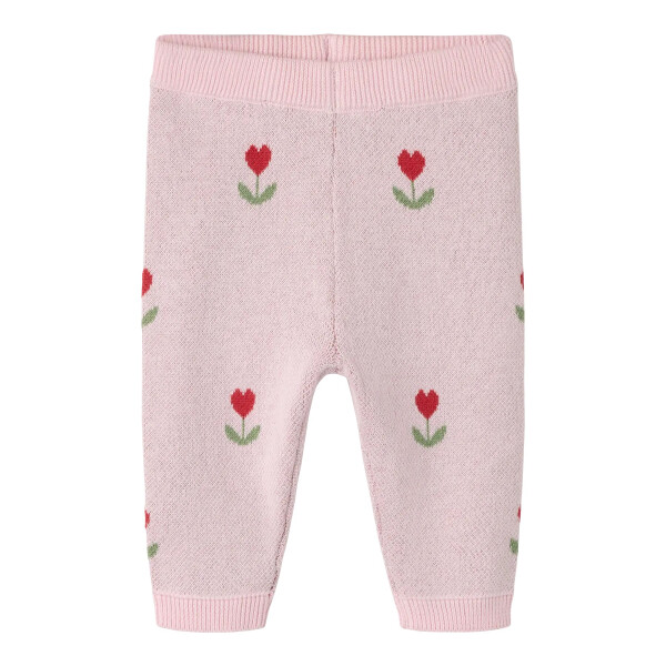 Baby-Strickhose mit Herzblume, rosa