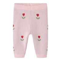 Baby-Strickhose mit Herzblume, rosa