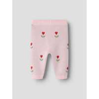 Baby-Strickhose mit Herzblume, rosa
