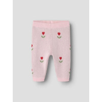 Baby-Strickhose mit Herzblume, rosa