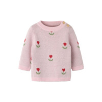 Baby-Strickpulli mit Herzblume, rosa
