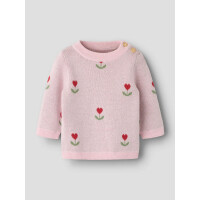 Baby-Strickpulli mit Herzblume, rosa