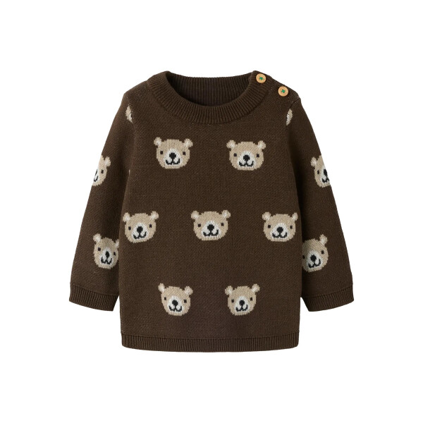 Baby-Strickpulli mit Teddykopf, braun