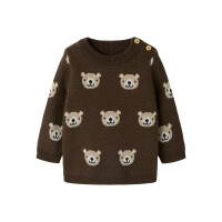 Baby-Strickpulli mit Teddykopf, braun